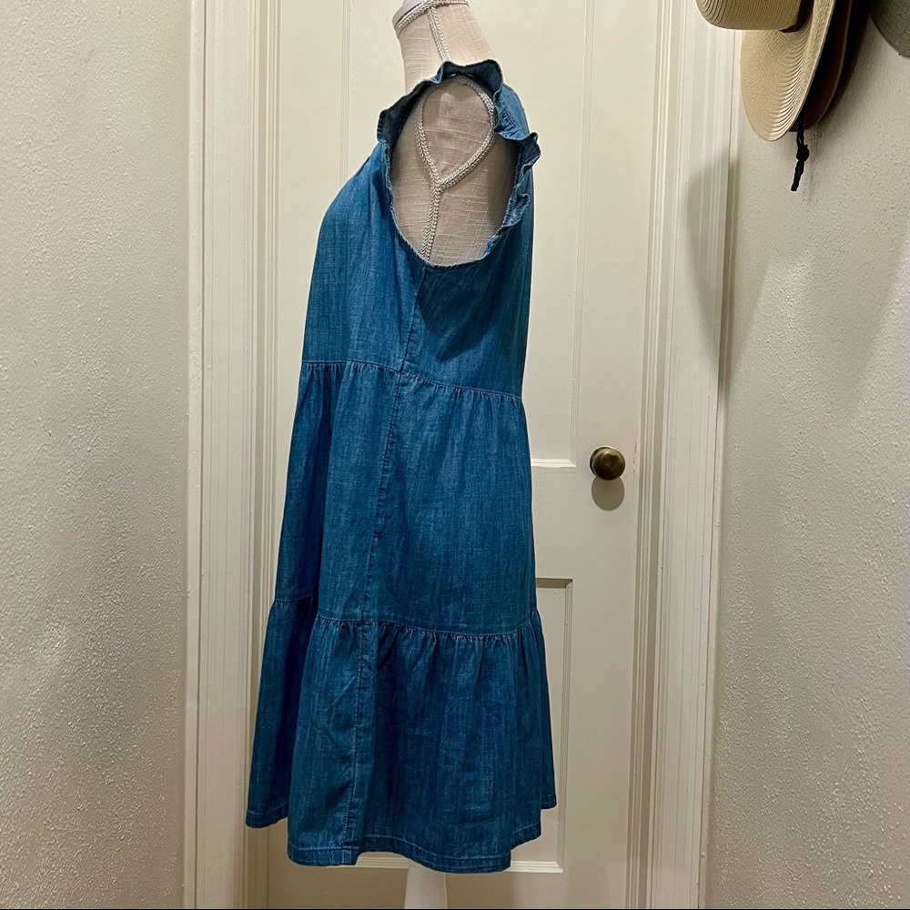 NWOT Old Navy Sleeveless Denim Ruffle Dress Medium - Picture 4 of 6